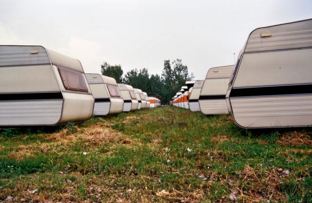 Wohnwagen waren als Unterkünfte zu mieten.