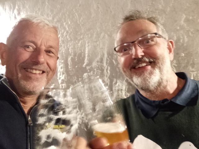 Alex und ich bei der Bier-Verkostung